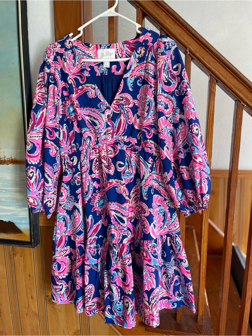 Lilly Pulitzer Paisley Deacon V Neck 3/4 Sleeve Dress , Women’s 8